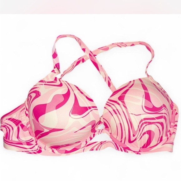 Pink Swirl padded bikini top - Picture 1 of 4